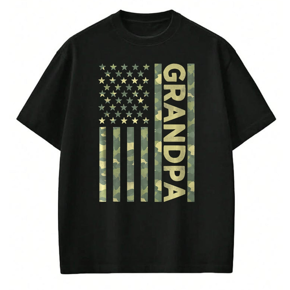 Gift for Dad Shirt, Funny Dad Unisex T-Shirt/Hoodie/Sweatshirt HLT00 – Proud Grandpa Camouflage American US Flag Camo Father_s Day Premium T-Shirt