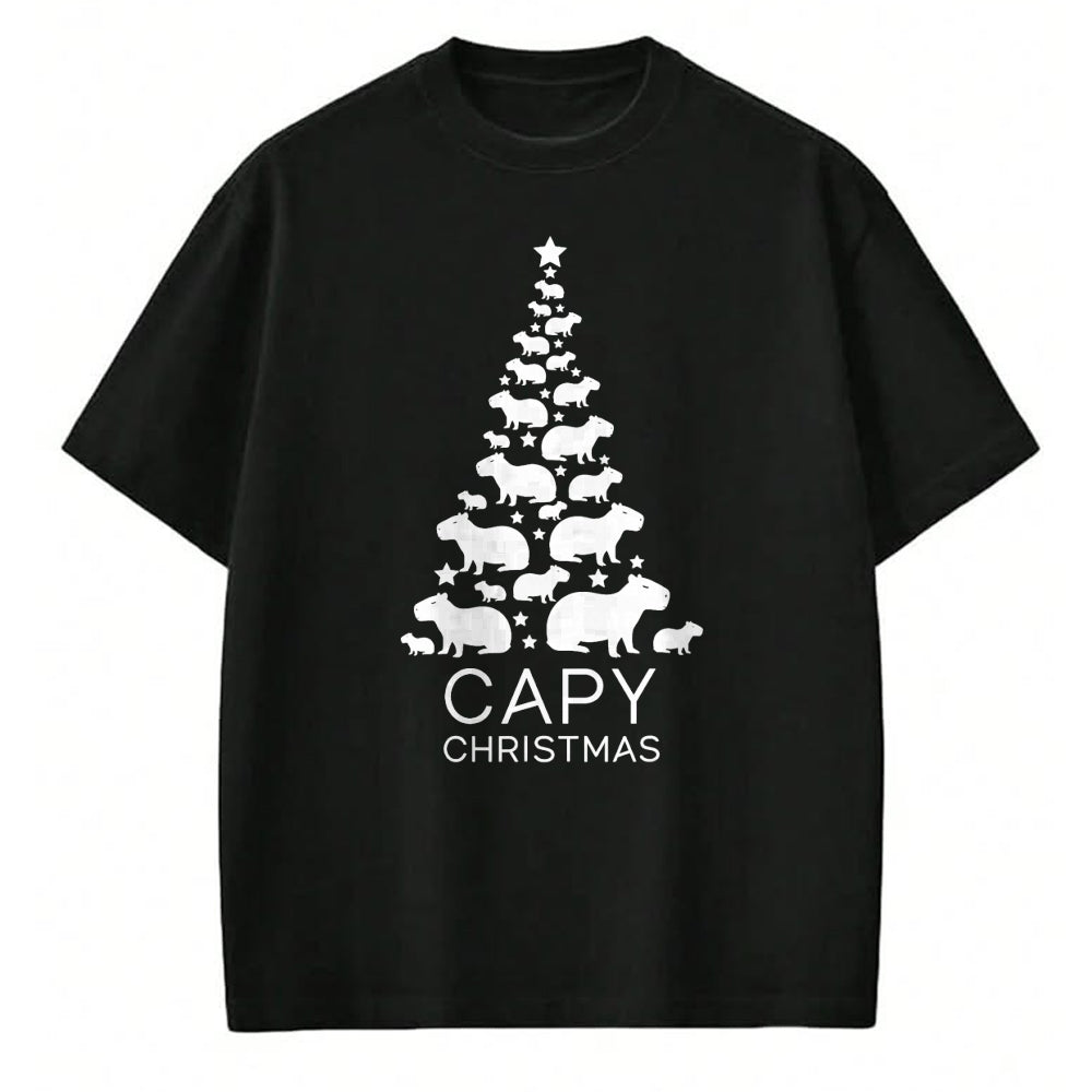 Cute Capybara Shirt, Funny Capybara Unisex T-Shirt/Hoodie/Sweatshirt HLT00 - Cute Capybara Christmas Tree Shirt, Funny Capy Holidays T-Shirt