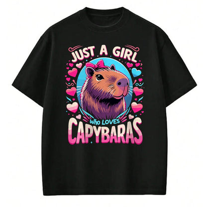 Cute Capybara Shirt, Funny Capybara Unisex T-Shirt/Hoodie/Sweatshirt HLT00 - Just a Girl who Loves Capybaras T-Shirt (2)