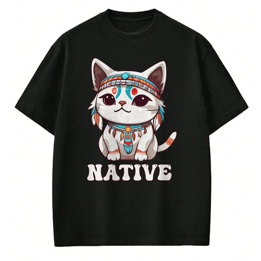 Native American T-Shirts, Vintage Native American Unisex T-Shirt/Hoodie/Sweatshirt HLT00 - Cute American Native Indian Kawaii Cat Woman Girl