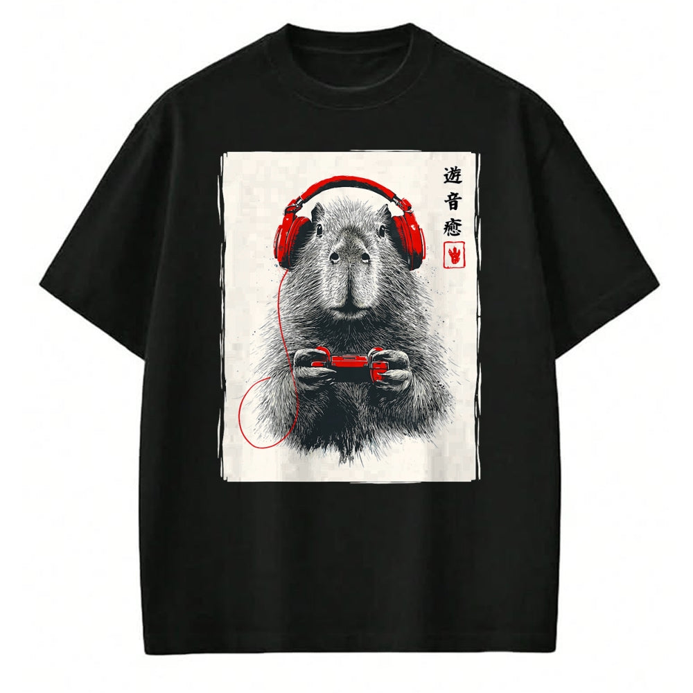 Cute Capybara Shirt, Funny Capybara Unisex T-Shirt/Hoodie/Sweatshirt HLT00 - Japanese Capybara Gamer Video Games Graphic Funny Capybara T-Shirt