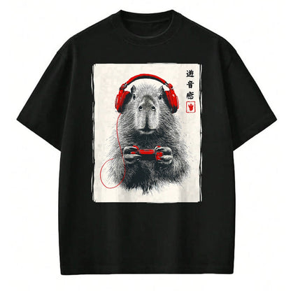 Cute Capybara Shirt, Funny Capybara Unisex T-Shirt/Hoodie/Sweatshirt HLT00 - Japanese Capybara Gamer Video Games Graphic Funny Capybara T-Shirt