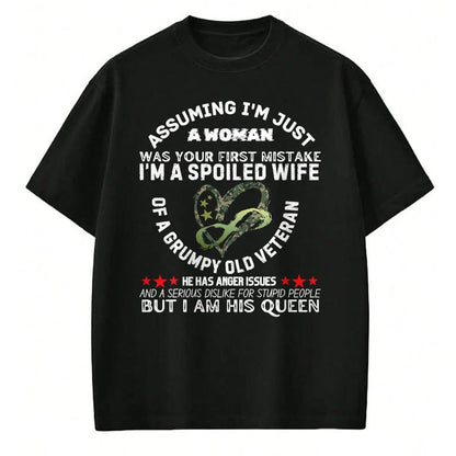 Best Wife Shirt, Wife and Husband Unisex T-Shirt/Hoodie/Sweatshirt HLT00 - Gift for wife T shirt, spoiled wife   Husband Wife I'm A Spoiled Wife Of A Grumpy Old Veteran T-Shir
