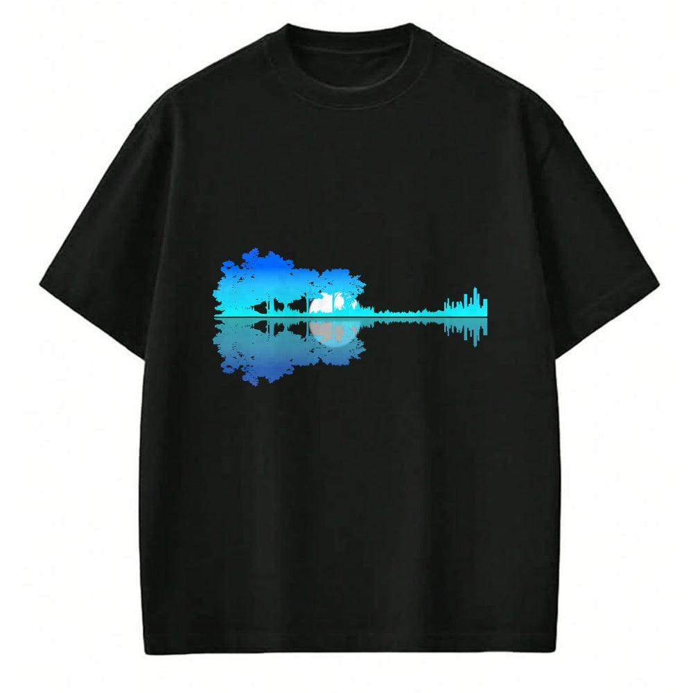 Guitar Lover Shirt, Funny Guitar UnisexT-Shirt/Hoodie/Sweatshirt HLT00 - Guitar Lake Shadow Love Guitar Musician T-Shirt (1)