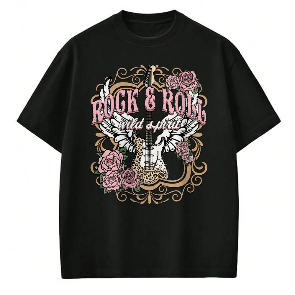 Guitar Lover Shirt, Funny Guitar UnisexT-Shirt/Hoodie/Sweatshirt HLT00 - Vintage Rock n Roll Wild Spirit Lets Rock Guitar Floral T-Shirt