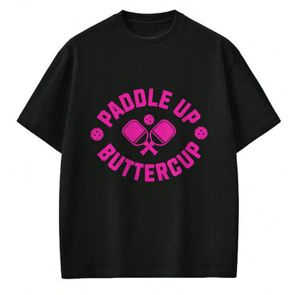 Funny Pickleball Shirt, Pickleball Lover Unisex T-Shirt/Hoodie/Sweatshirt HLT00 - Paddle-Up Buttercup Retro Pink Style Pickleball T-Shirt