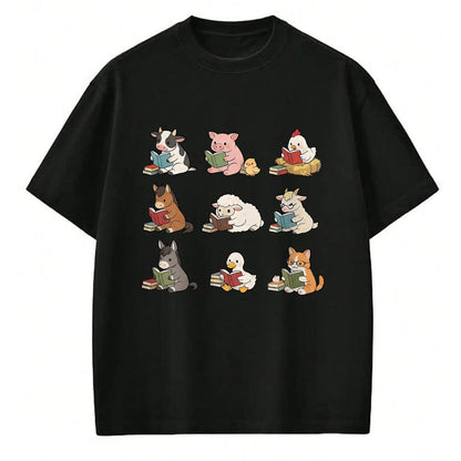 Best Teacher Shirt, Funny Teacher UnisexT-Shirt/Hoodie/Sweatshirt HLT00 - Cute Farm Animal Reading Book Bookish Reader Teacher Library T-Shirt