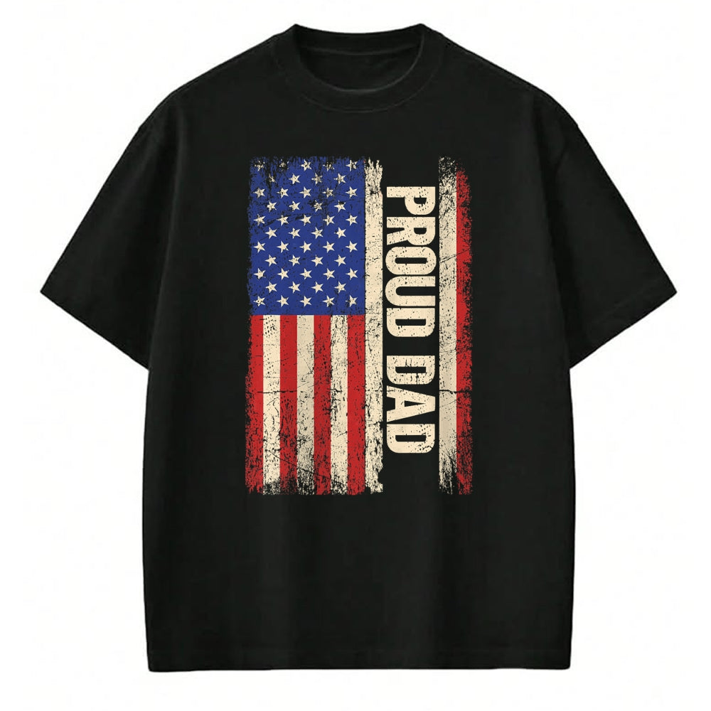 Gift for Dad Shirt, Funny Dad Unisex T-Shirt/Hoodie/Sweatshirt HLT00 – Proud Dad US American Flag Shirt for Fathers Day 2024 Men T-Shirt