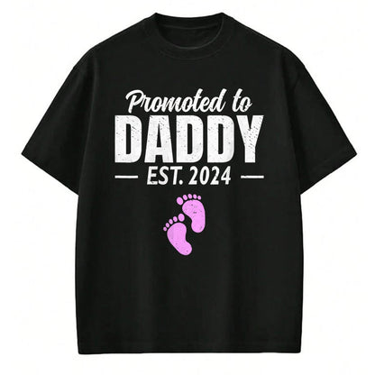 Gift for Dad Shirt, Funny Dad Unisex T-Shirt/Hoodie/Sweatshirt HLT00 – Promoted To Daddy Est 2024 Fathers Day First Time Dad Girl T-Shirt
