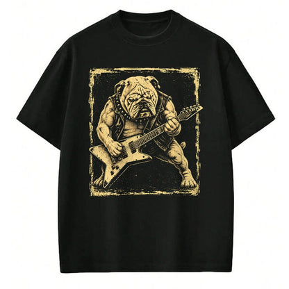 Guitar Lover Shirt, Funny Guitar UnisexT-Shirt/Hoodie/Sweatshirt HLT00 - Funny Bulldog Dog Playing Guitar Rock Punk Vintage T-Shirt
