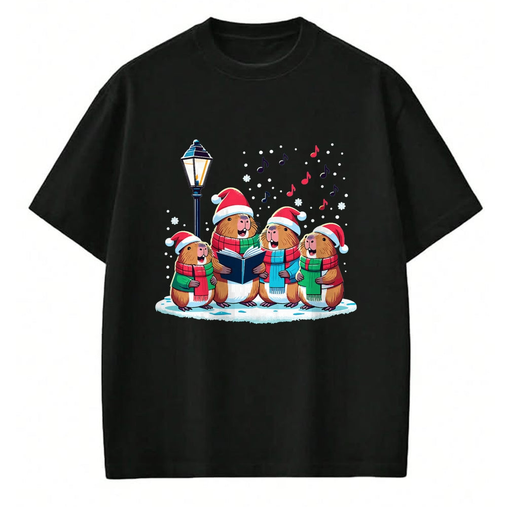 Cute Capybara Shirt, Funny Capybara Unisex T-Shirt/Hoodie/Sweatshirt HLT00 - Festive Winter Capybara Christmas T-Shirt