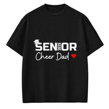 Gift for Dad Shirt, Funny Dad Unisex T-Shirt/Hoodie/Sweatshirt HLT00 – Proud Cheer Dad Of A Class Of 2025 Senior Graduate Red Heart T-Shirt