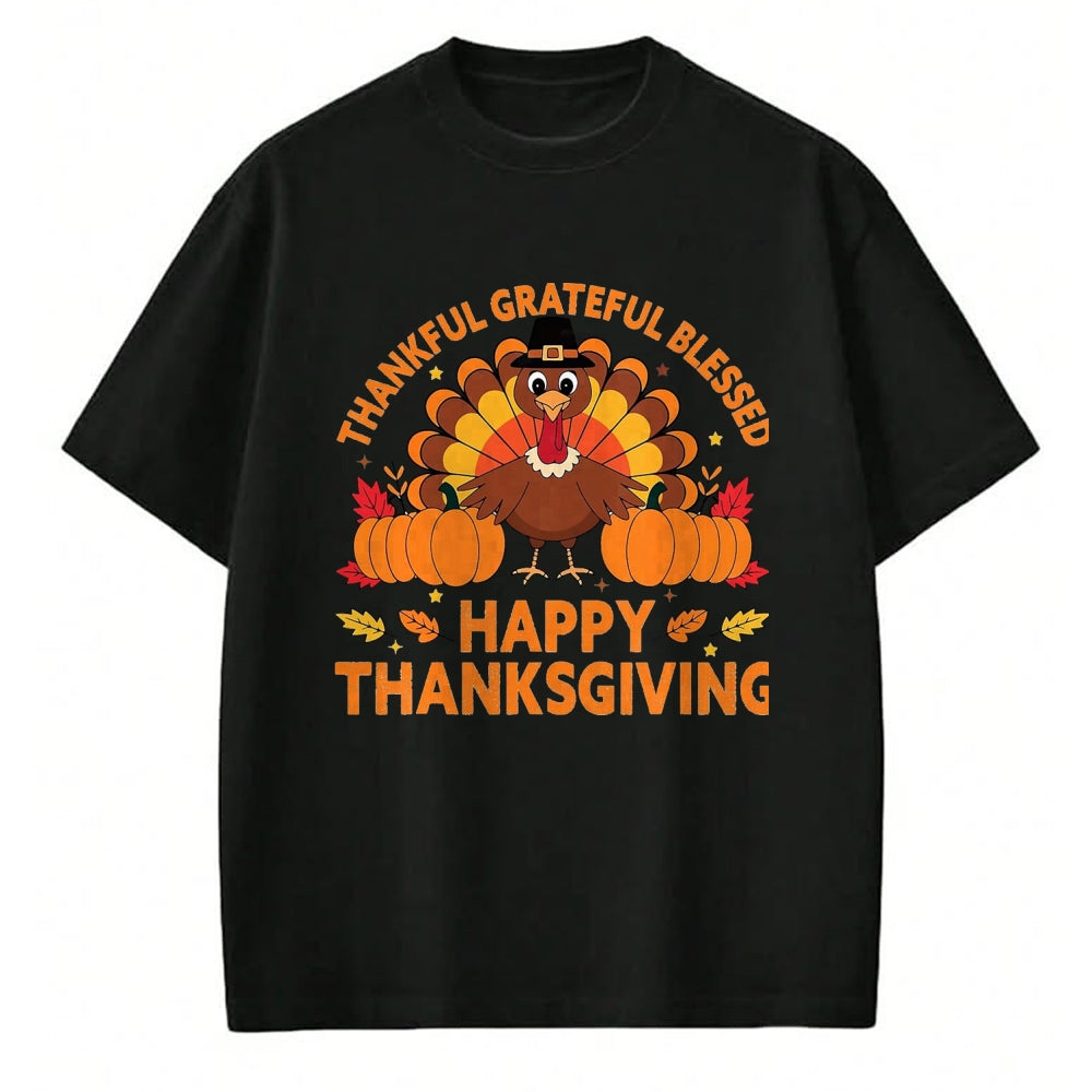 Best Thanksgiving Family Shirt , Funny Thanksgiving UnisexT-Shirt/Hoodie/Sweatshirt HLT00 - Thankful Grateful Blessed Turkey, Happy Thanksgiving T-Shirt, Men, Black, 3X-Large