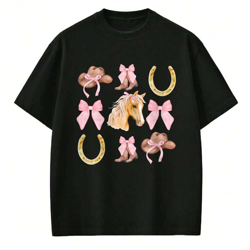 Best Horse Lover Shirt , Funny Horse UnisexT-Shirt/Hoodie/Sweatshirt HLT00 - Western Girl Country Rodeo Pink Cowgirl Horse Coquette Bow T-Shirt