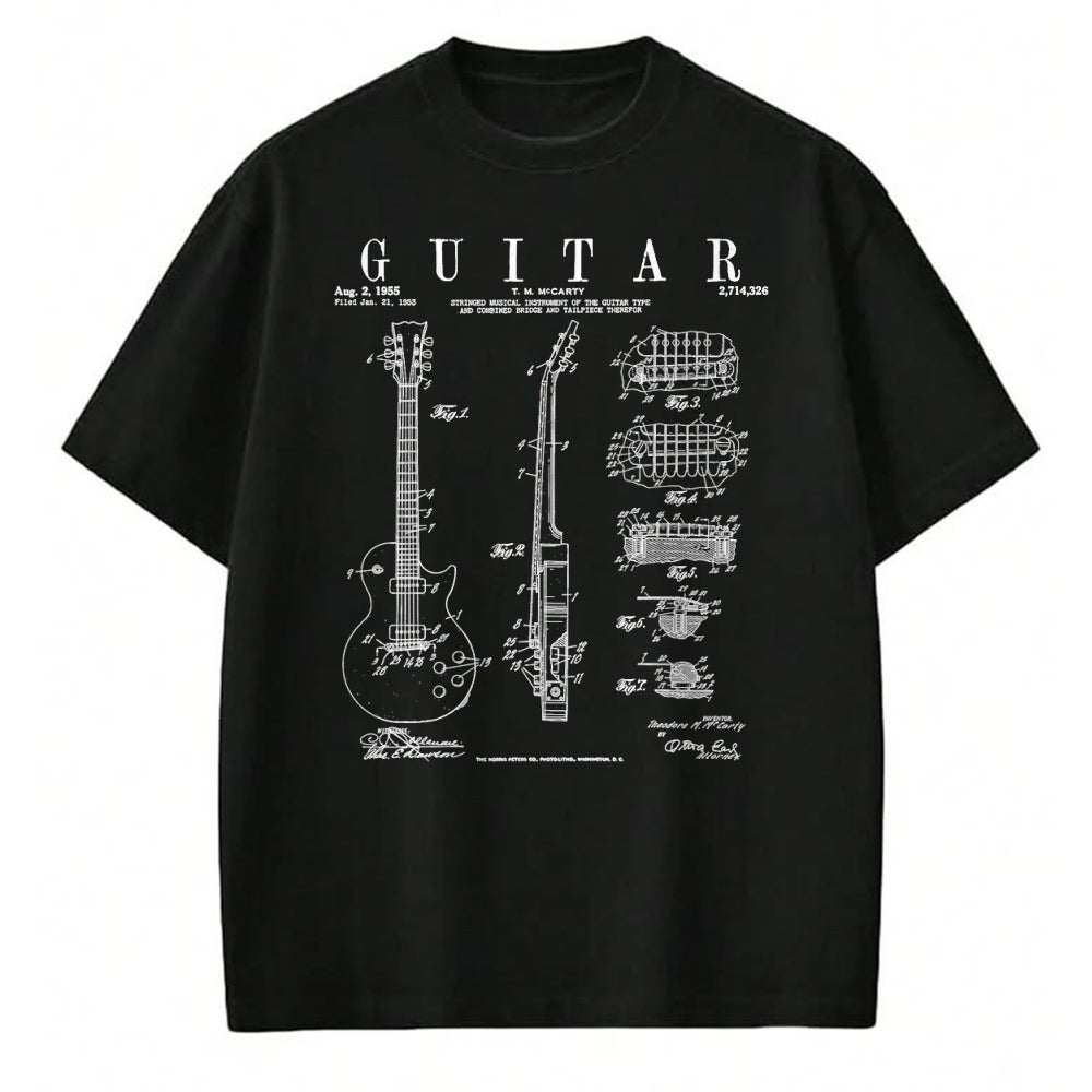 Guitar Lover Shirt, Funny Guitar UnisexT-Shirt/Hoodie/Sweatshirt HLT00 - Electric Guitar Vintage Patent Guitarist Drawing Print T-Shirt