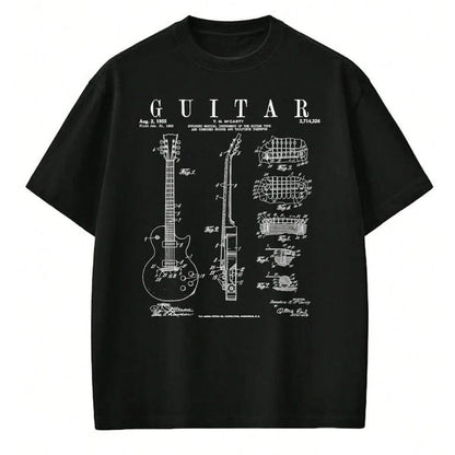 Guitar Lover Shirt, Funny Guitar UnisexT-Shirt/Hoodie/Sweatshirt HLT00 - Electric Guitar Vintage Patent Guitarist Drawing Print T-Shirt