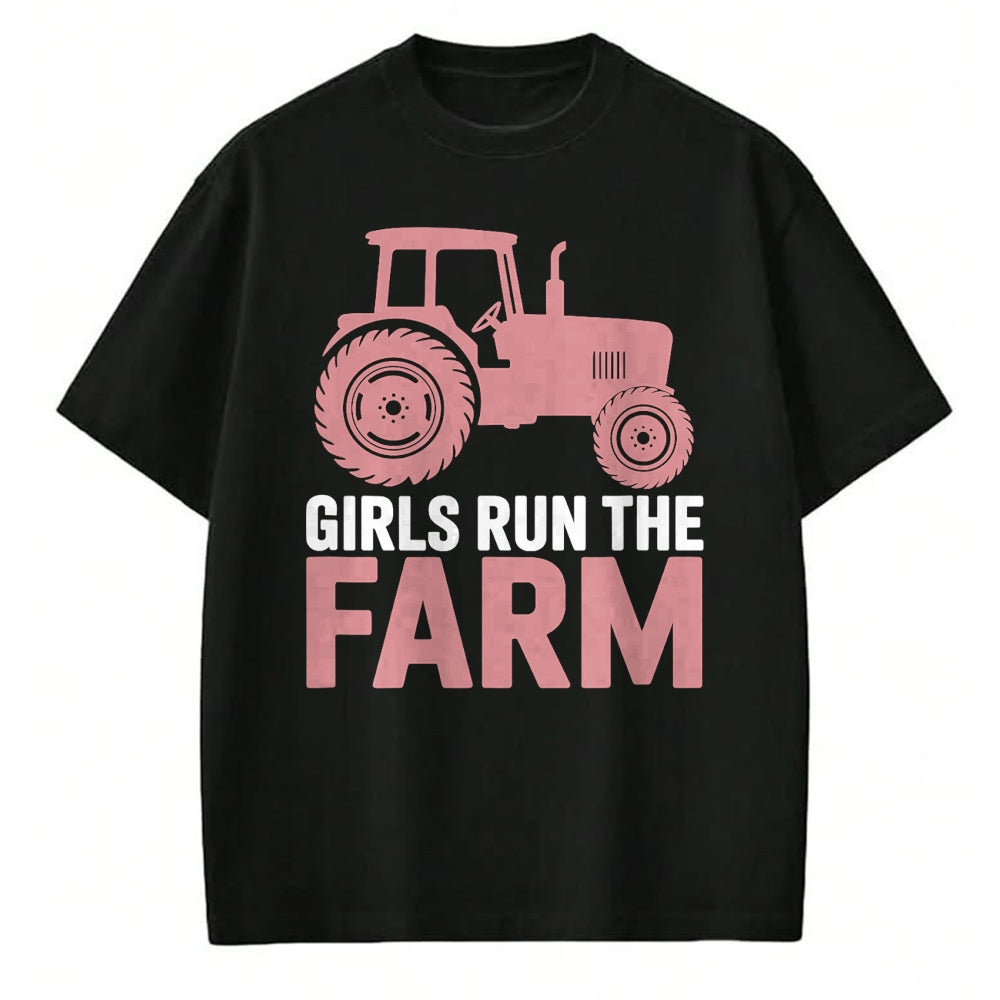 Best Farmer Life Shirt, Funny Farmer UnisexT-Shirt/Hoodie/Sweatshirt HLT00 - Girls Run The Farm Pink Farm Tractor Girl Women T-Shirt