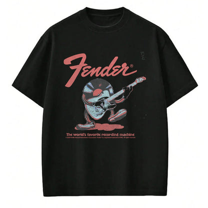Guitar Lover Shirt, Funny Guitar UnisexT-Shirt/Hoodie/Sweatshirt HLT00 - Fender Record Playing Guitar Centered T-Shirt