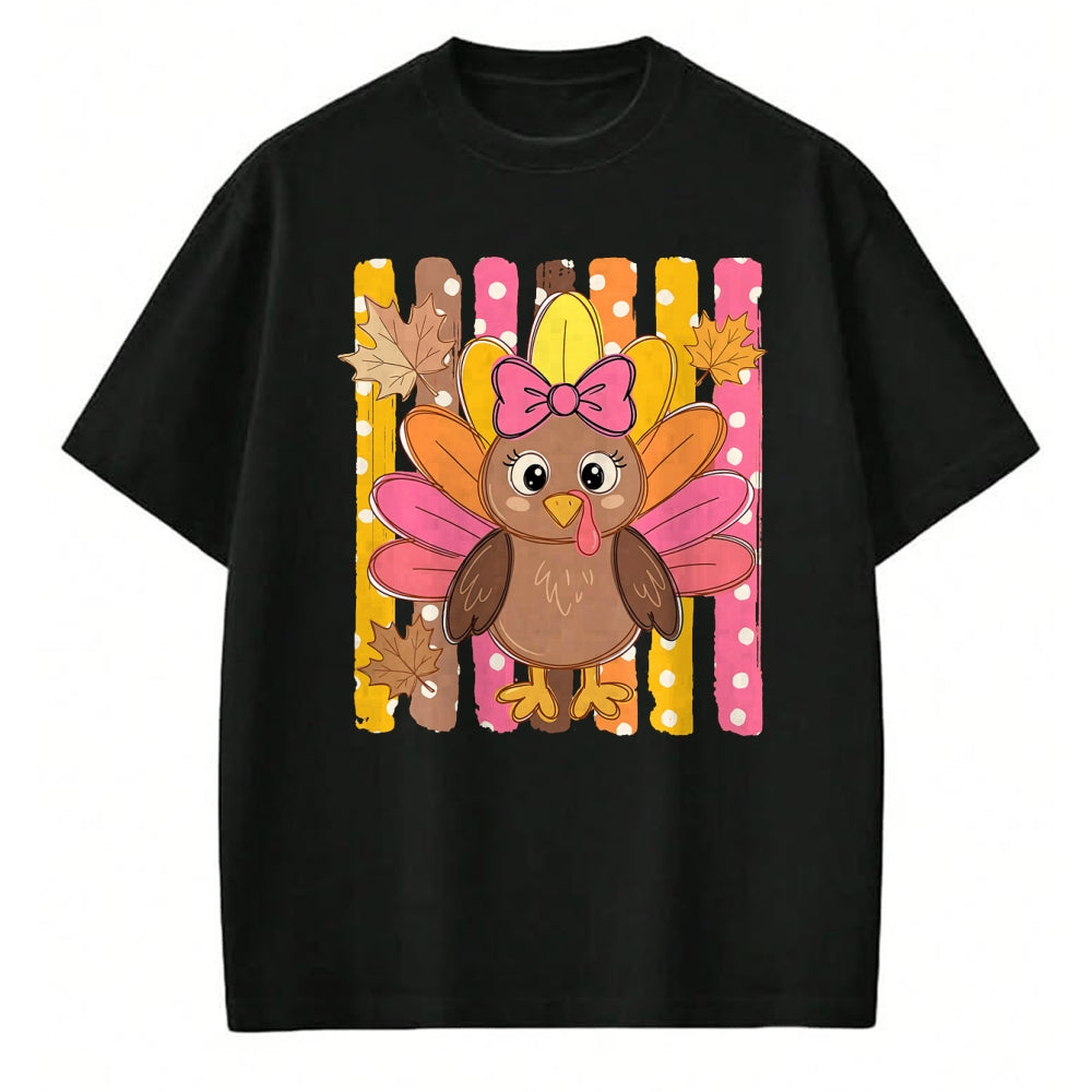 Best Thanksgiving Family Shirt , Funny Thanksgiving UnisexT-Shirt/Hoodie/Sweatshirt HLT00 - Thanksgiving Cute Turkey Bow Autumn Leaves Women Girl T-Shirt
