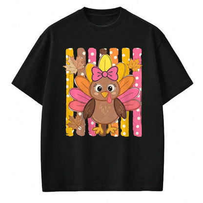 Best Thanksgiving Family Shirt , Funny Thanksgiving UnisexT-Shirt/Hoodie/Sweatshirt HLT00 - Thanksgiving Cute Turkey Bow Autumn Leaves Women Girl T-Shirt