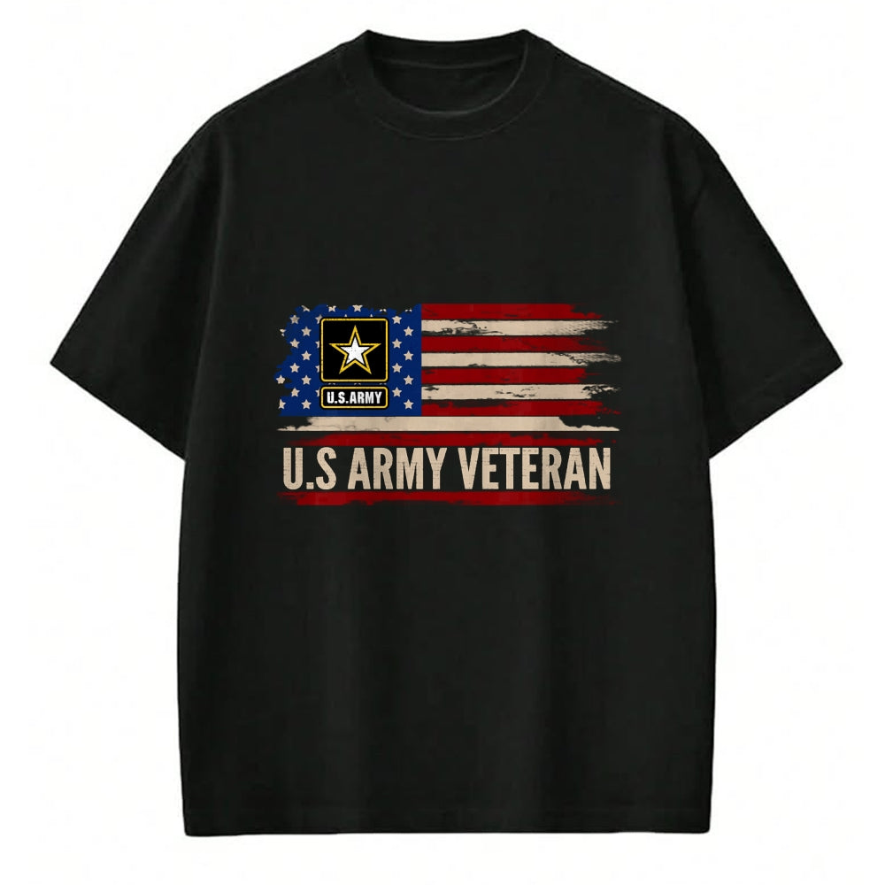 Proud Veteran Shirt, Funny Veteran UnisexT-Shirt/Hoodie/Sweatshirt HLT00 - Vintage U.S Army Veteran with American Flag Veteran Gift Long Sleeve T-Shirt