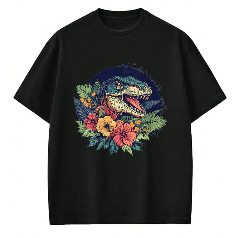 Best Dinosaur Lover Shirt, Funny Dinosaur UnisexT-Shirt/Hoodie/Sweatshirt HLT00 - Dinosaur With Floral Background Artwork T-Shirt