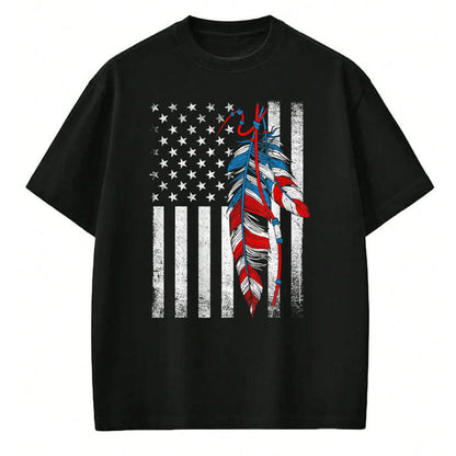 Native American T-Shirts, Vintage Native American Unisex T-Shirt/Hoodie/Sweatshirt HLT00 - American Flag - Native Feather Pride Month Indigenous (1)