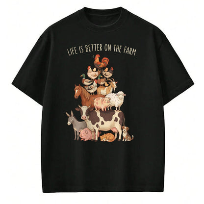 Best Farmer Life Shirt, Funny Farmer UnisexT-Shirt/Hoodie/Sweatshirt HLT00 - Life is Better on the Farm Farmers Farming Cow Pig Chicken T-Shirt