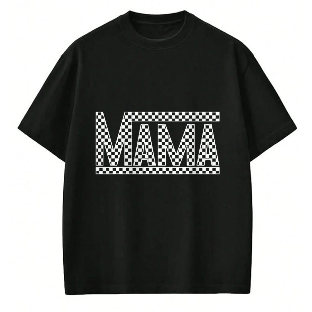 Gift for Mom Shirt, Funny Mom Unisex T-Shirt/Hoodie/Sweatshirt HLT00 - Funny Checkered Mama Black White Gift Women T-Shirt