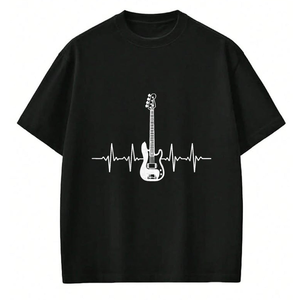 Guitar Lover Shirt, Funny Guitar UnisexT-Shirt/Hoodie/Sweatshirt HLT00 - Cool Bass Guitar Heartbeat Design for Bass Player Men Women T-Shirt, Men, Black, 3X-Large