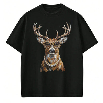 Funny Hunting Shirt, Gift For Hunting Lover Unisex T-Shirt/Hoodie/Sweatshirt HLT00 - Glam Whitetail Deer Wearing Sunglasses Necklace Hunting T-Shirt