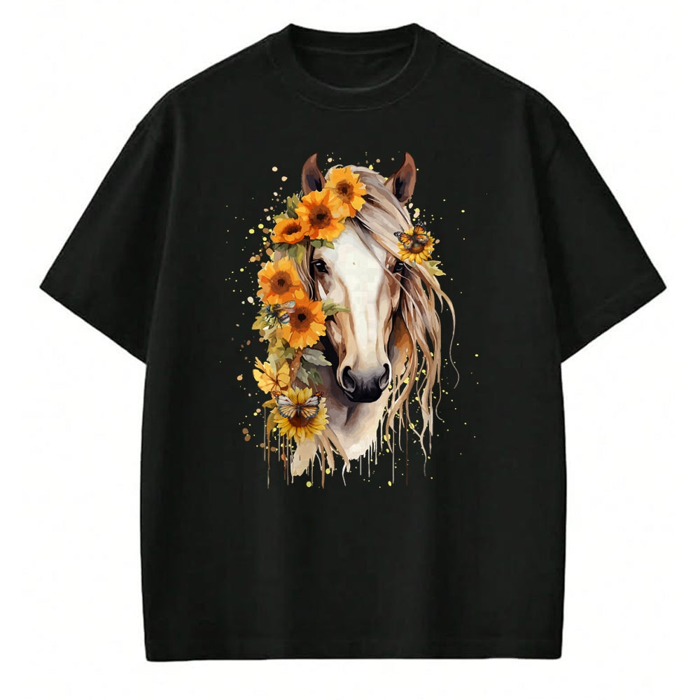 Best Horse Lover Shirt , Funny Horse UnisexT-Shirt/Hoodie/Sweatshirt HLT00 - Sunflower Horse Portrait CowGirl Equestrian Horseback Riding T-Shirt