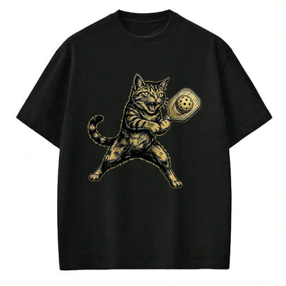 Funny Pickleball Shirt, Pickleball Lover Unisex T-Shirt/Hoodie/Sweatshirt HLT00 - Funny Cute Cat Playing Pickleball Vintage for Men Women Kids T-Shirt