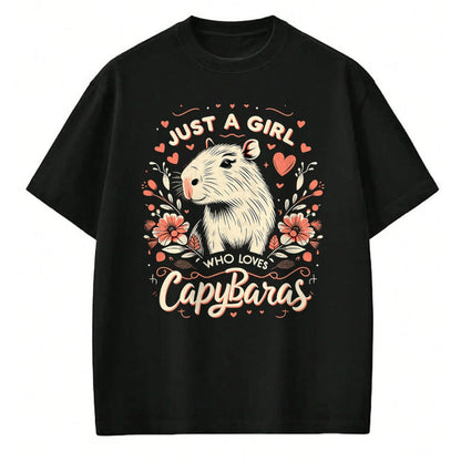 Cute Capybara Shirt, Funny Capybara Unisex T-Shirt/Hoodie/Sweatshirt HLT00 - Just a Girl who Loves Capybaras T-Shirt (6)