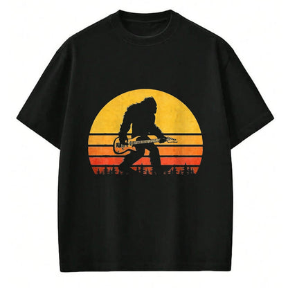 Guitar Lover Shirt, Funny Guitar UnisexT-Shirt/Hoodie/Sweatshirt HLT00 - Retro Bigfoot Guitar T-Shirt, Vintage Sasquatch Rocker Tee T-Shirt, Men, Black, 3X-Large