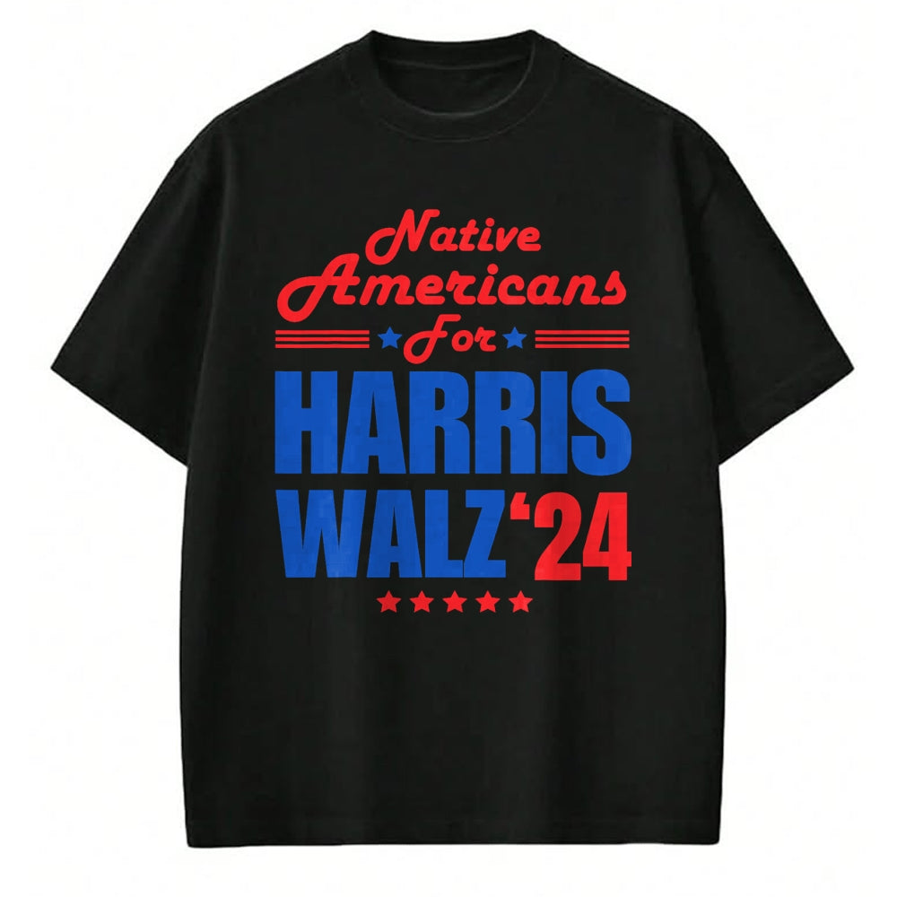 Native American T-Shirts, Vintage Native American Unisex T-Shirt/Hoodie/Sweatshirt HLT00 - Native Americans for Harris Walz Kamala for President