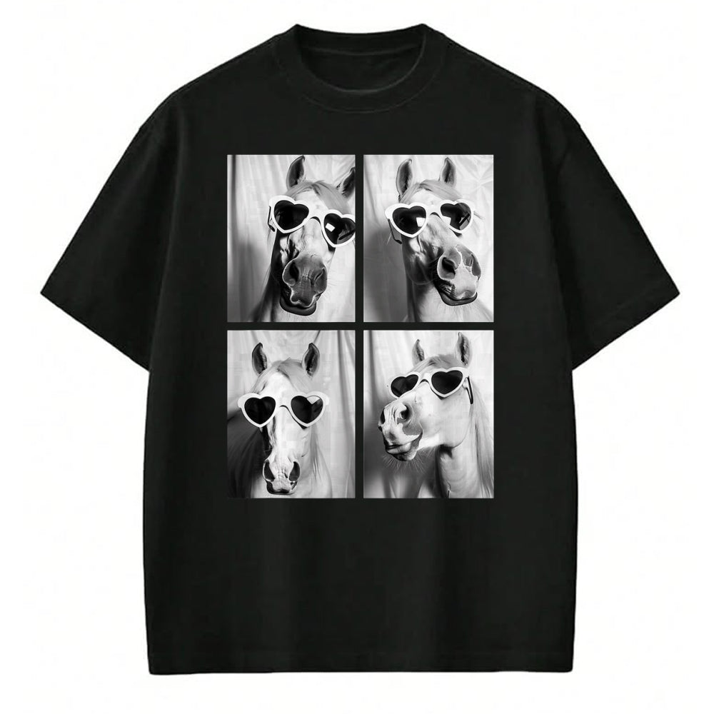 Best Horse Lover Shirt , Funny Horse UnisexT-Shirt/Hoodie/Sweatshirt HLT00 - Cute Horses with Hearts Sunglasses Funny Valentine_s Day T-Shirt