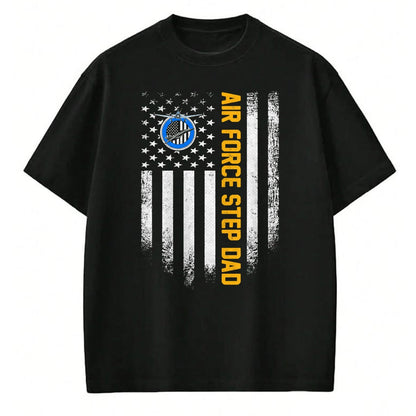 Gift for Dad Shirt, Funny Dad Unisex T-Shirt/Hoodie/Sweatshirt HLT00 – Vintage USA American Flag Proud Air Force Veteran Step Dad T-Shirt