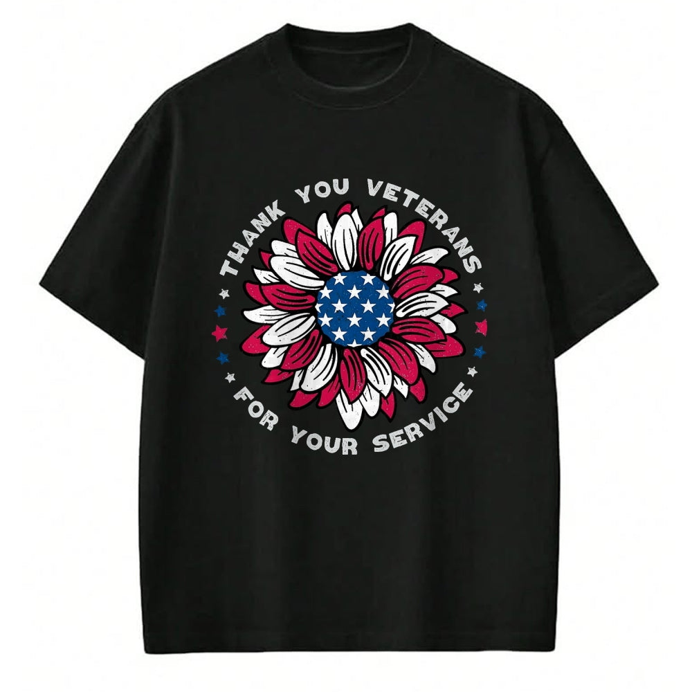 Proud Veteran Shirt, Funny Veteran UnisexT-Shirt/Hoodie/Sweatshirt HLT00 - Thank You Veterans Sunflower, Military Veterans Day Tribute T-Shirt, Men, Black, 3X-Large