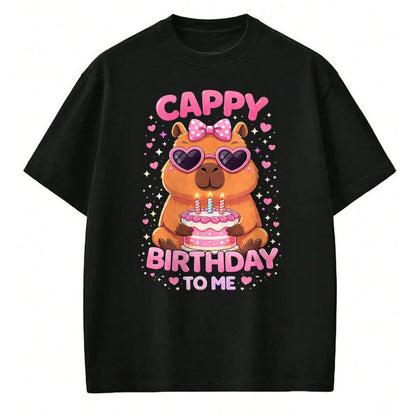 Cute Capybara Shirt, Funny Capybara UnisexT-Shirt/Hoodie/Sweatshirt HLT00 - Cappy Birthday Capybara Birthday to Me Birthday Pink Bow T-Shirt