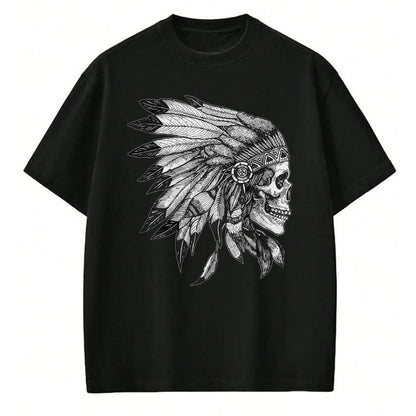 Native American T-Shirts, Vintage Native American Unisex T-Shirt/Hoodie/Sweatshirt HLT00 - American Motorcycle Skull Native Indian Eagle Chief Vintage (1)