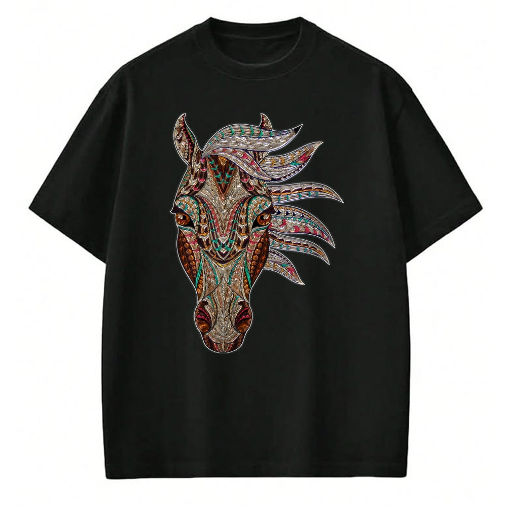 Native American T-Shirts, Vintage Native American Unisex T-Shirt/Hoodie/Sweatshirt HLT00 - Horse Tribal Abstract Art Native American Geometric Horse