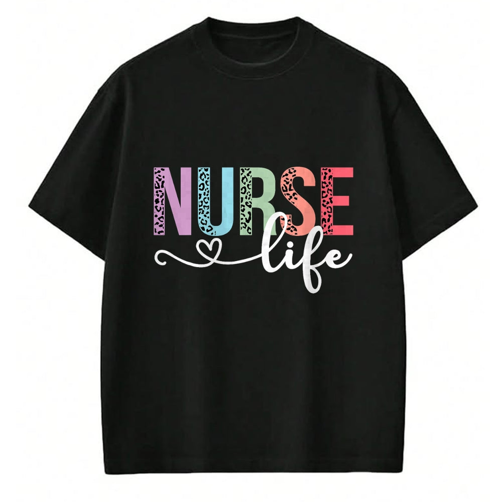 Funny Nurse Shirt, Nurse Unisex T-Shirt/Hoodie/Sweatshirt HLT00 - Women Nurse Life RN LPN CNA Leopard Nurse Week Healthcare T-Shirt