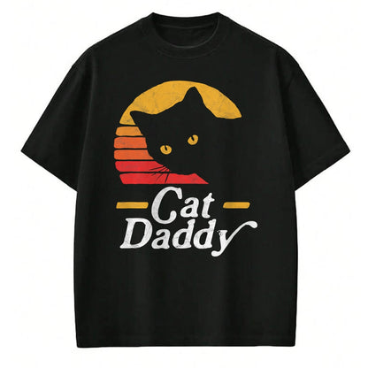 Gift for Dad Shirt, Funny Dad Unisex T-Shirt/Hoodie/Sweatshirt HLT00 – Cat Daddy Vintage Eighties Style Cat Retro Distressed T-Shirt