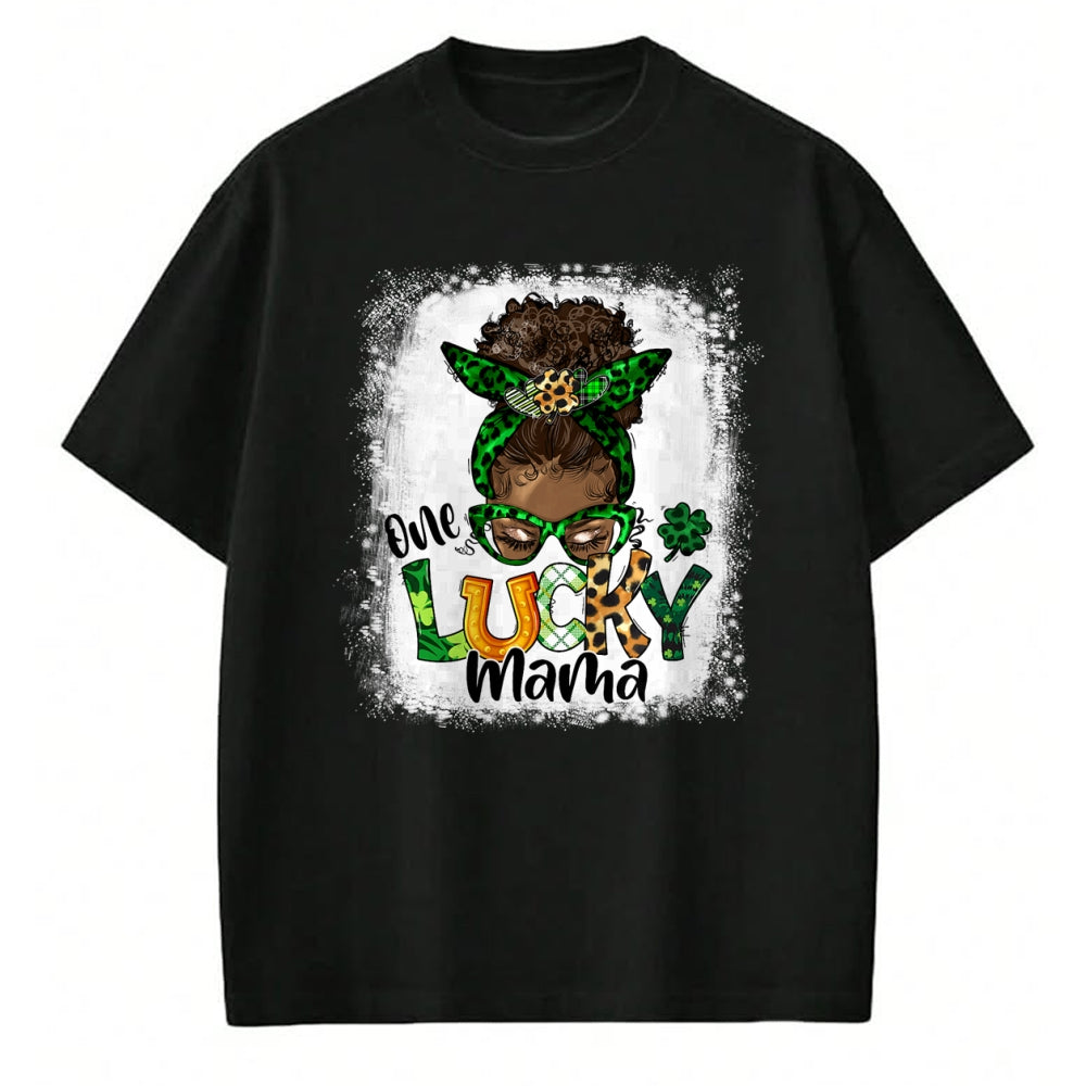Gift for Mom Shirt, Funny Mom Unisex T-Shirt/Hoodie/Sweatshirt HLT00 - One Lucky Mama Mom Mother African American St Patrick's Day T-Shirt