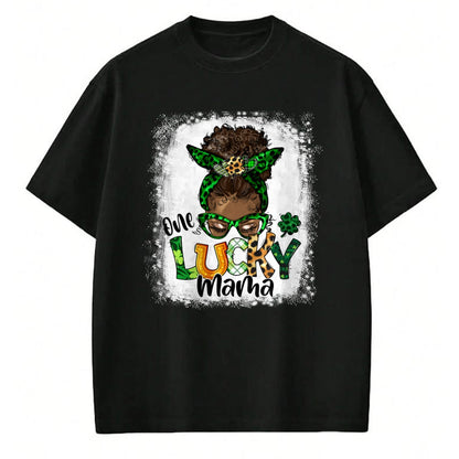 Gift for Mom Shirt, Funny Mom Unisex T-Shirt/Hoodie/Sweatshirt HLT00 - One Lucky Mama Mom Mother African American St Patrick's Day T-Shirt