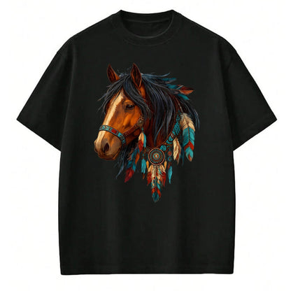 Best Horse Lover Shirt , Funny Horse UnisexT-Shirt/Hoodie/Sweatshirt HLT00 - Proud Indian Native American Horse Animal Feather Headdress T-Shirt
