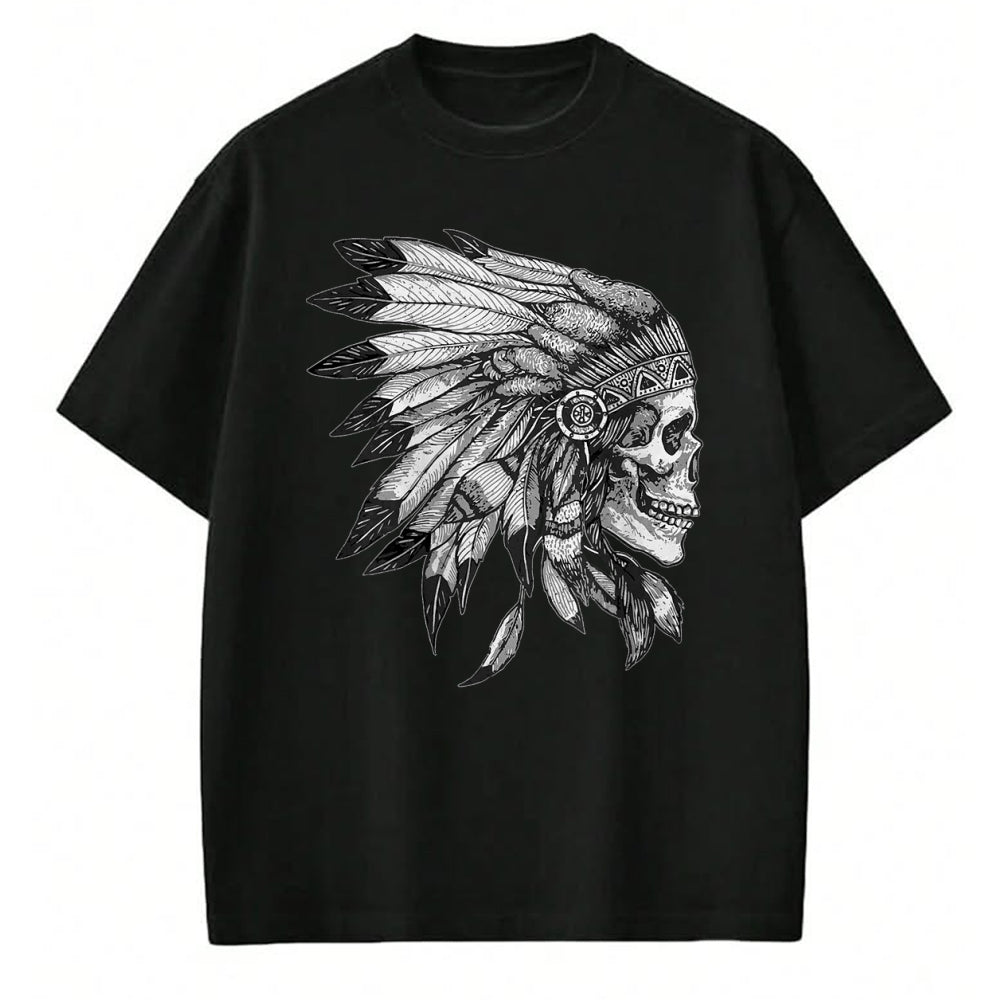 Native American T-Shirts, Vintage Native American Unisex T-Shirt/Hoodie/Sweatshirt HLT00 - American Motorcycle Skull Native Indian Eagle Chief Vintage