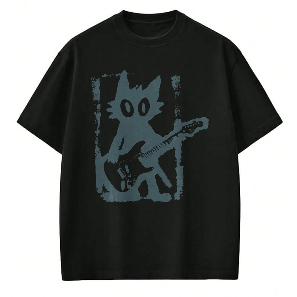 Guitar Lover Shirt, Funny Guitar UnisexT-Shirt/Hoodie/Sweatshirt HLT00 - Cat Playing Guitar Rock Star Rock and Roll Men Women Kids T-Shirt