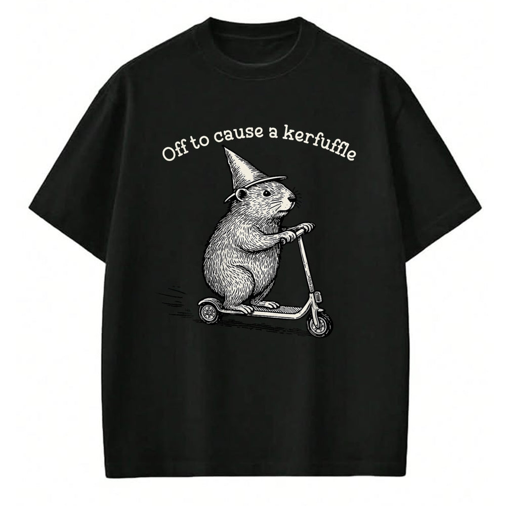 Cute Capybara Shirt, Funny Capybara Unisex T-Shirt/Hoodie/Sweatshirt HLT00 - Off to Cause A Kerfuffle Funny Capybara Meme T-Shirt